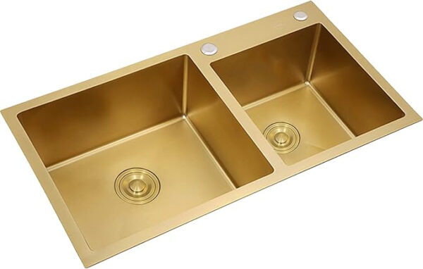 Lavaplatos Doble Cubeta Dorado - 80x45x23