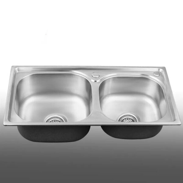 Lavaplatos Doble Cubeta Acero Inoxidable - 78x43x20 - Imagen 2