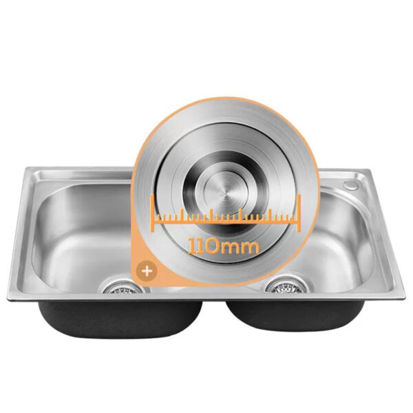 Lavaplatos Doble Cubeta Acero Inoxidable - 78x43x20 - Imagen 3