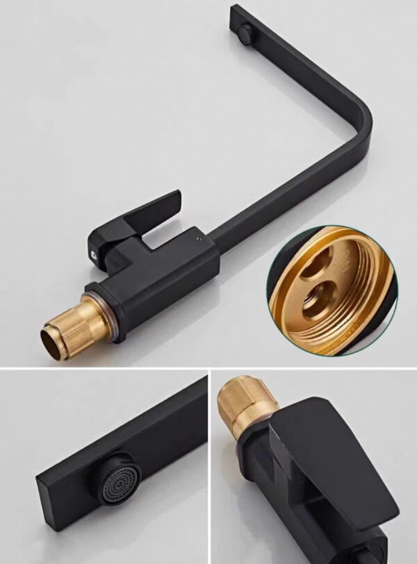 Grifo Monomando Negro Mate para Lavamanos - Diseño Minimalista - Imagen 3