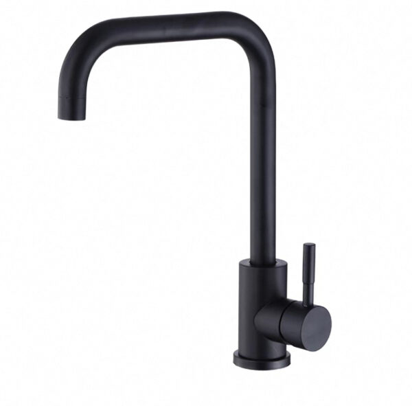 Grifo Monomando Alto Negro Mate para Cocina - Caño en "U"