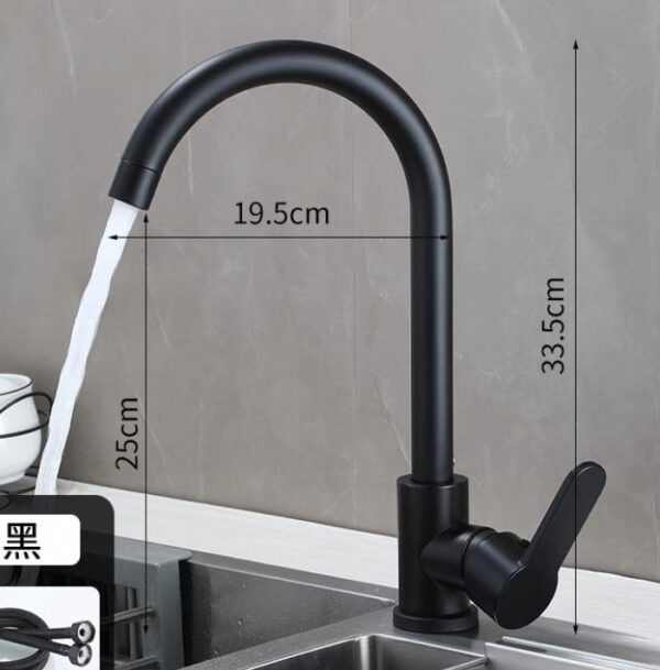 Grifo Monomando Negro Mate para Cocina - Caño Alto Curvo - Imagen 2